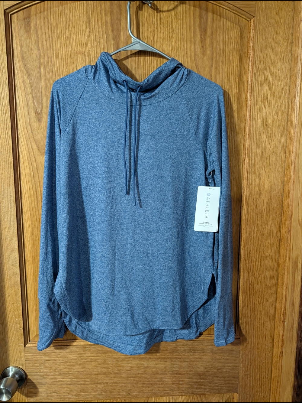 Athleta Heathered Blue Long Sleeve Hoodie Size Small